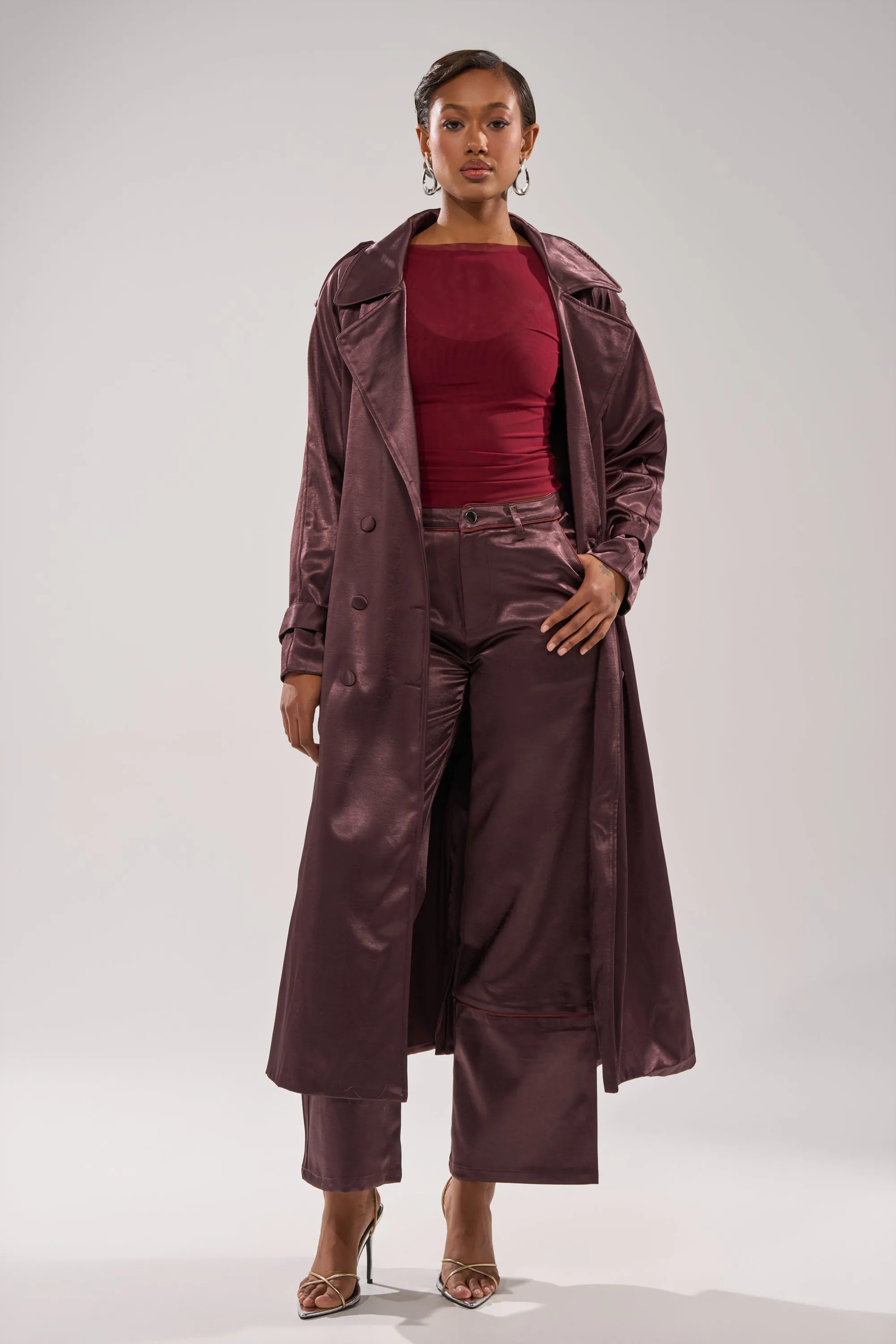 SLOW DOWN SATIN TROUSER sold by AKIRA