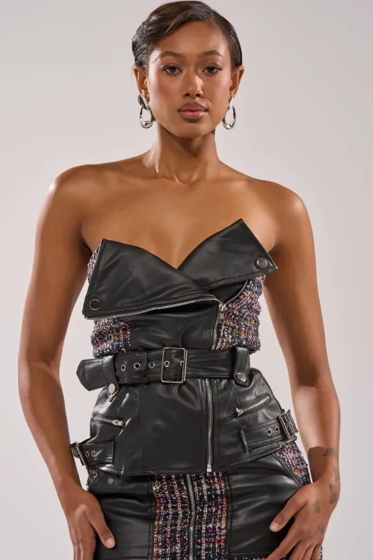 WHAT YOU GOT FOR ME TWEED CORSET sold by AKIRA