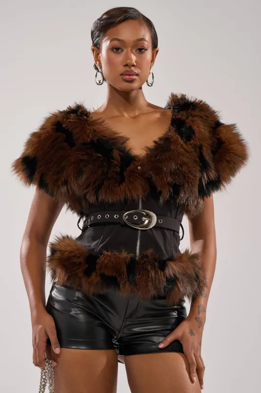 FEELING WARM FUR BLOUSE sold by AKIRA