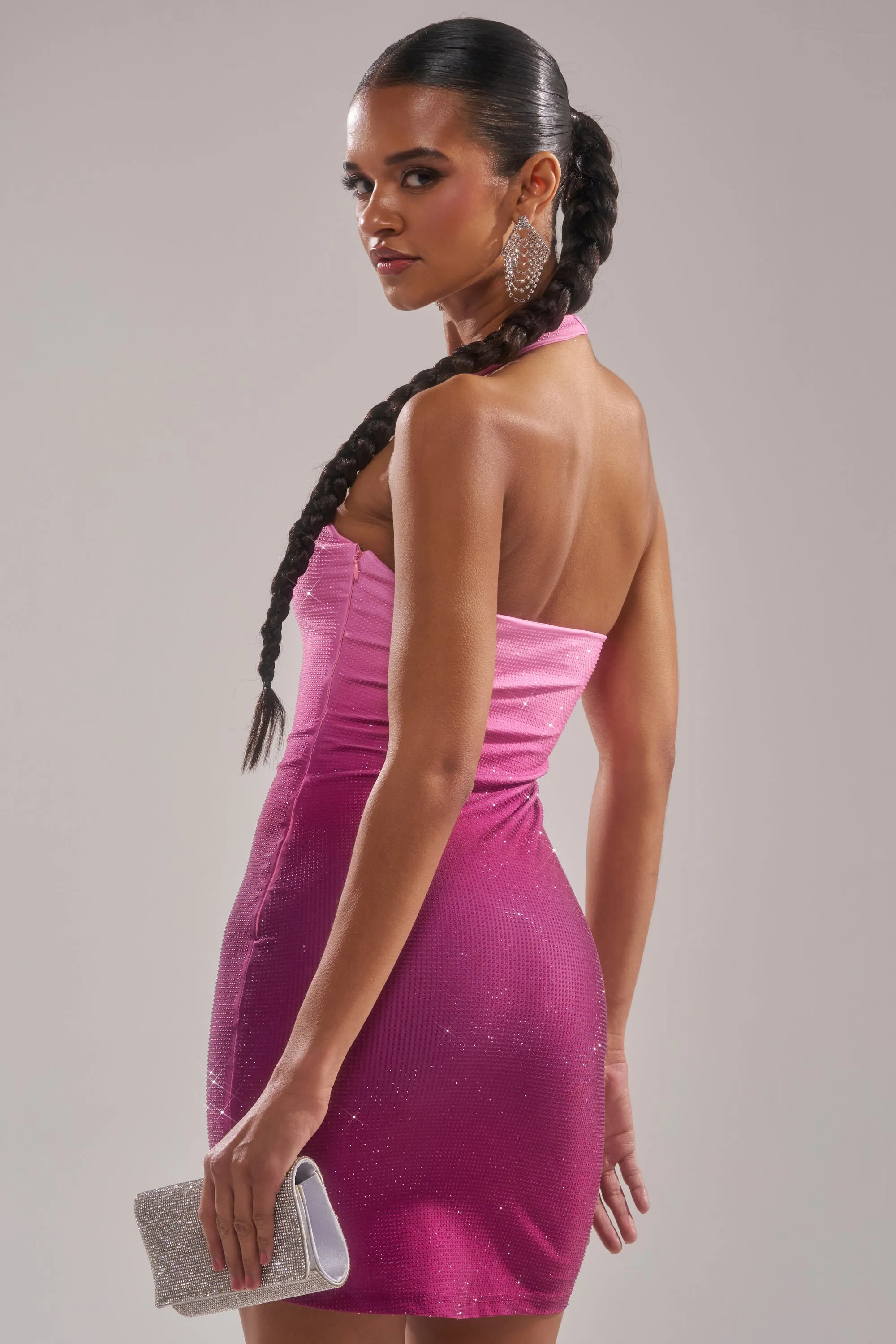 DUSK TILL DAWN RHINESTONE MINI DRESS IN PINK sold by AKIRA product image thumbnail 5