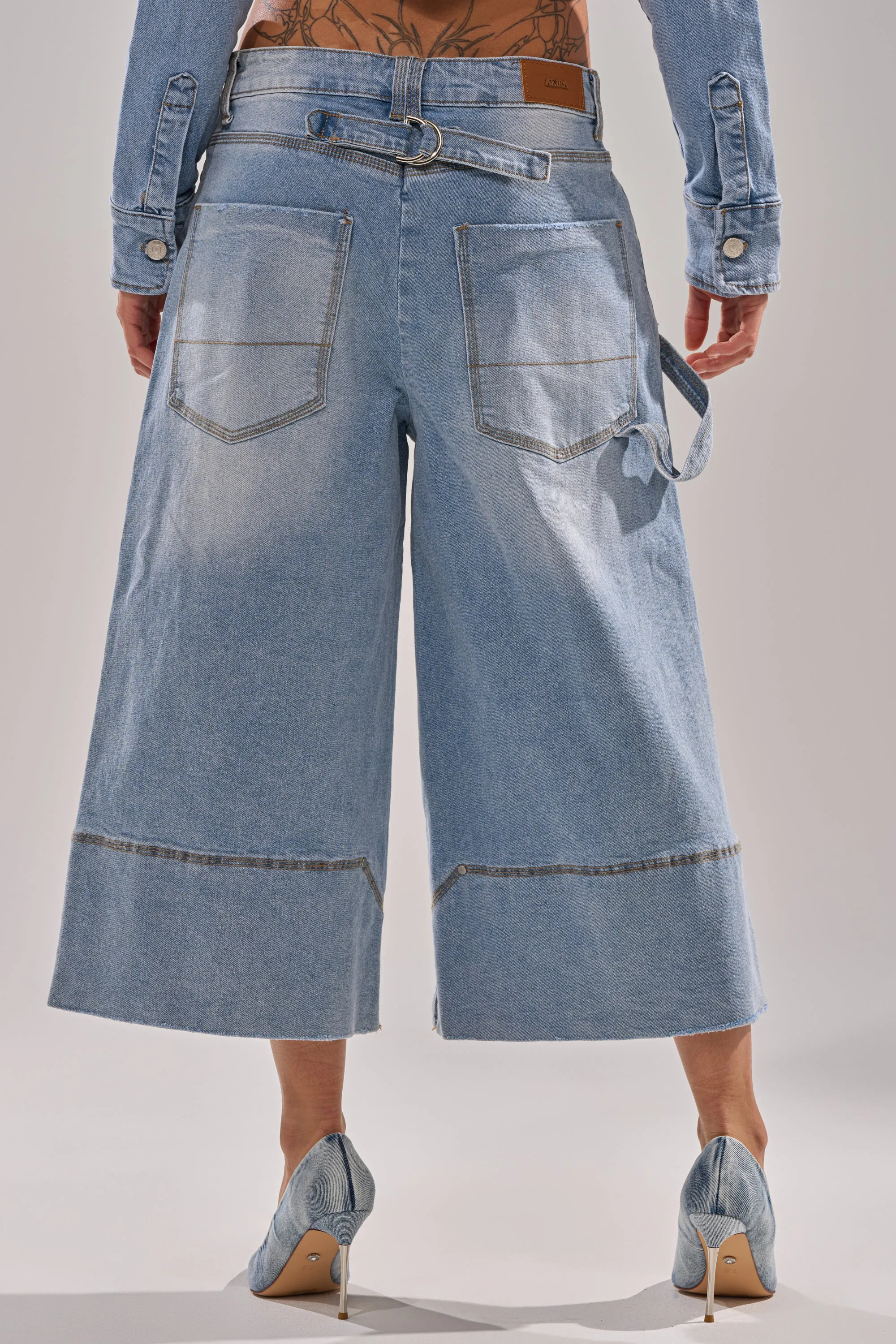 ROCK MY WORLD WIDE-LEG DENIM BERMUDA SHORTS sold by AKIRA product image thumbnail 5