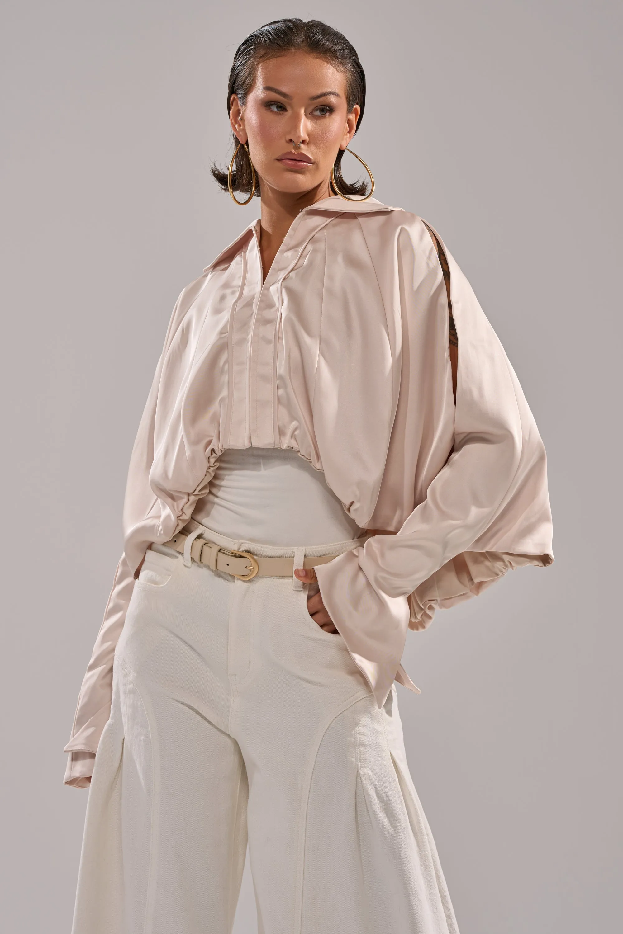 GET WITH IT SATIN BLOUSE sold by AKIRA product image thumbnail 2