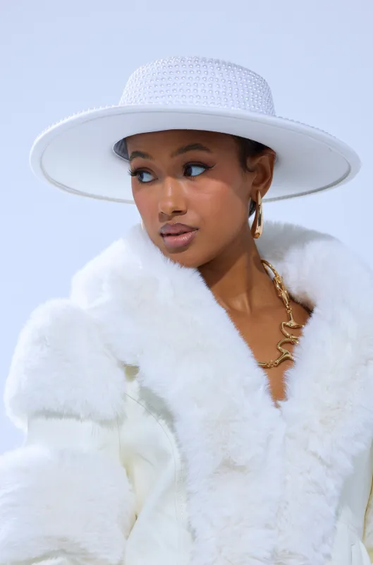 POLLY PEARL BRIM HAT sold by AKIRA