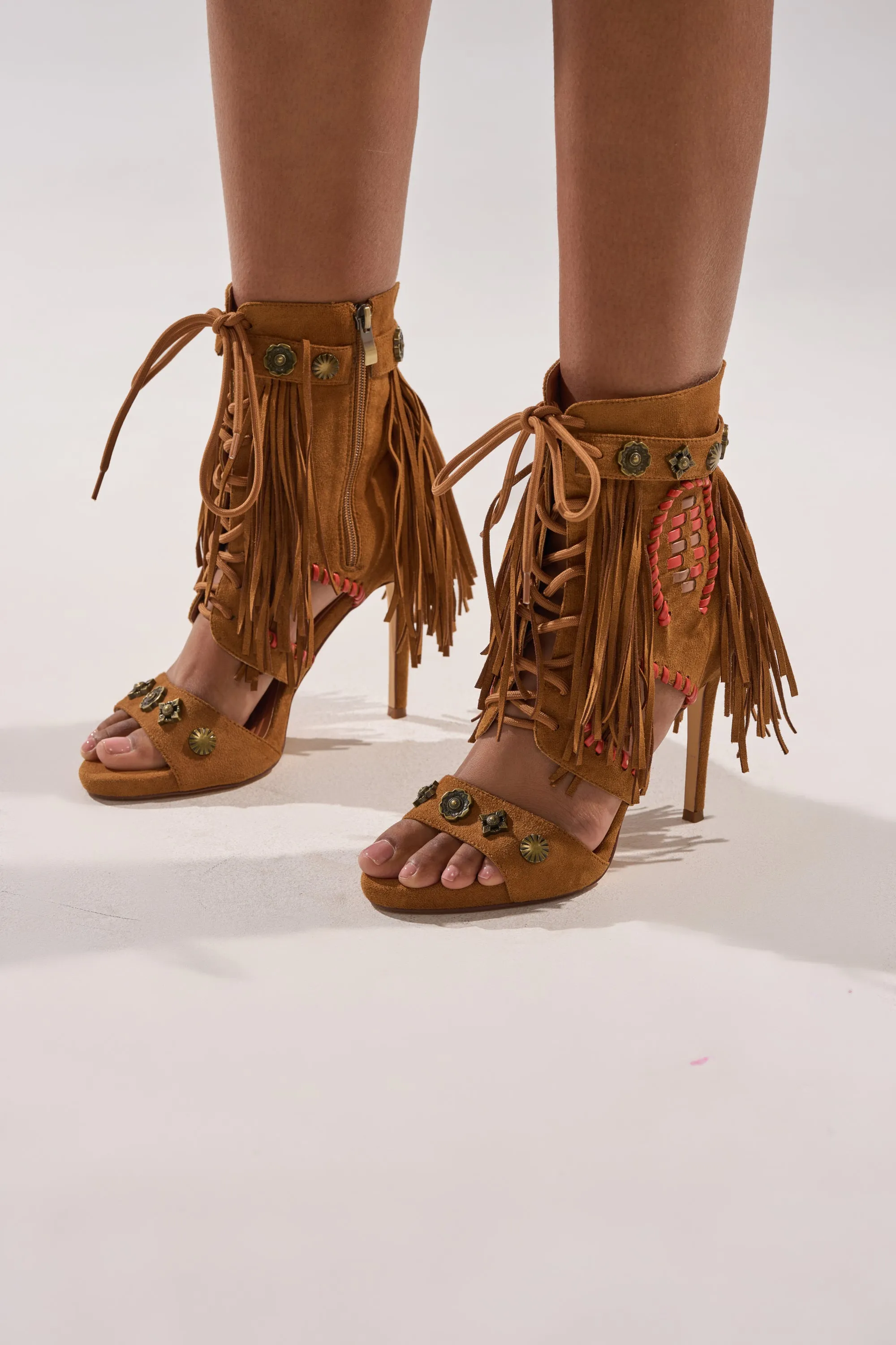 AZALEA WANG SALGADO FRINGE GLADIATOR STILETTO SANDAL sold by AKIRA product image thumbnail 2