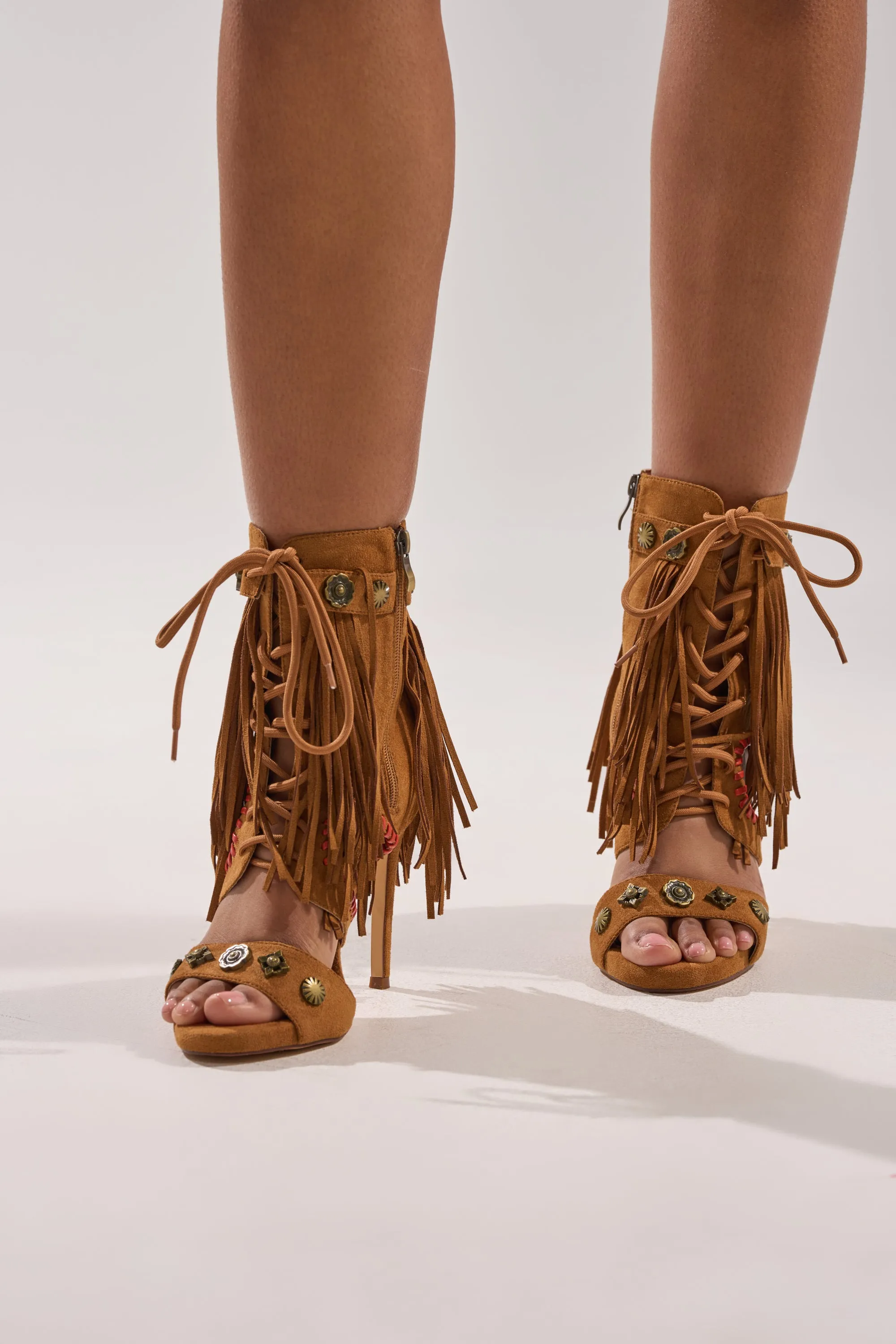 AZALEA WANG SALGADO FRINGE GLADIATOR STILETTO SANDAL sold by AKIRA product image thumbnail 3