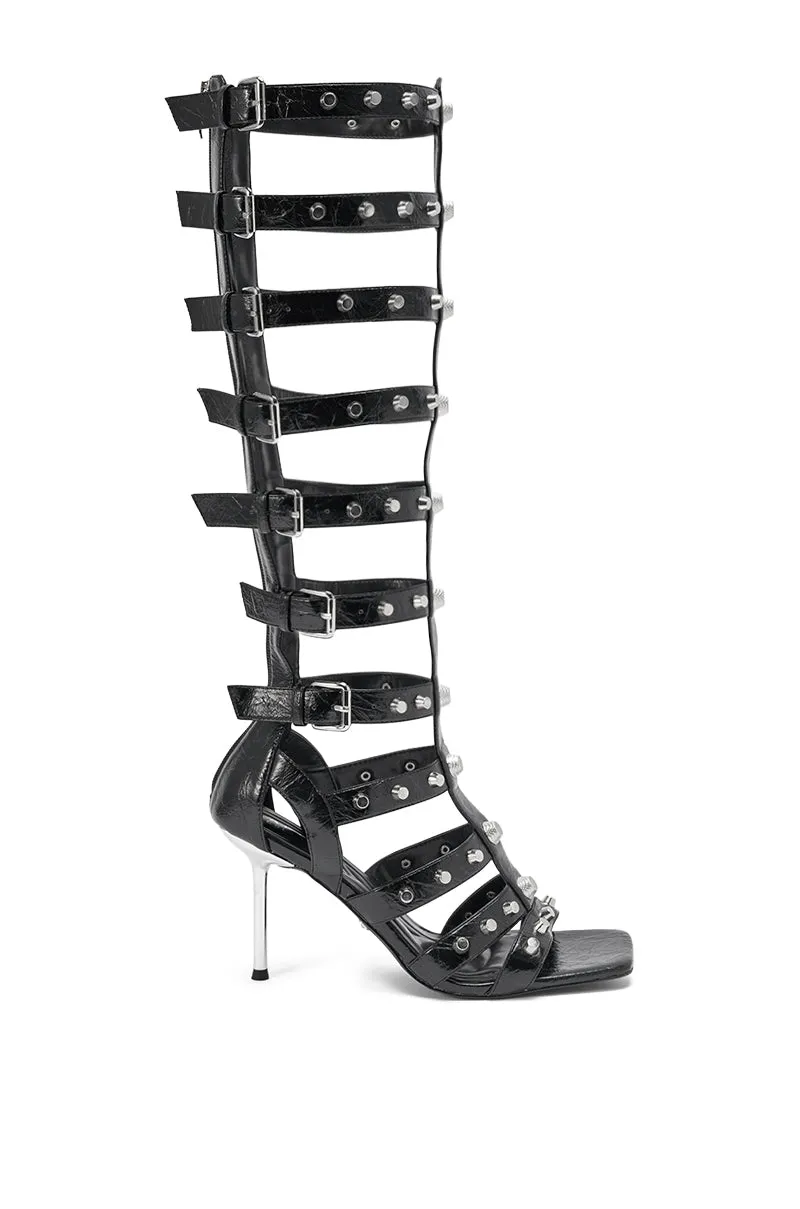 AKIRA GOLD HARDWARE EMBELLISHED BLACK GLADIATOR SANDAL sold by AKIRA product image thumbnail 4
