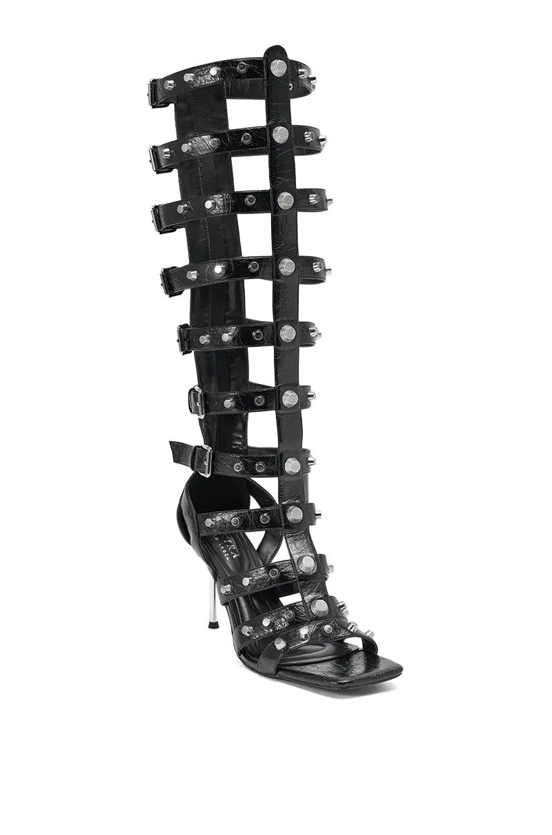 AKIRA GOLD HARDWARE EMBELLISHED BLACK GLADIATOR SANDAL sold by AKIRA product image thumbnail 5