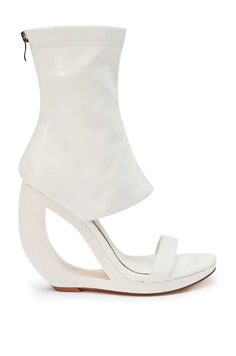 AKIRA GOLD DUMISANI WHITE WEDGE OPEN TOE BOOTIE sold by AKIRA product image thumbnail 4