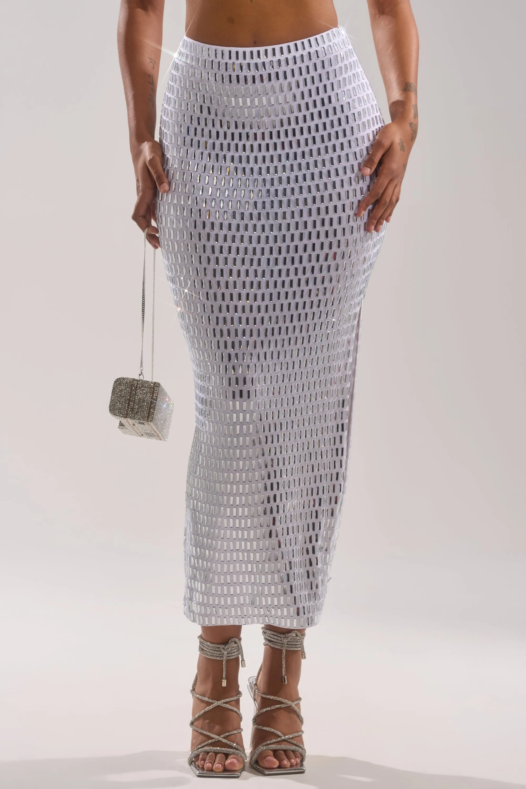 TALK ABOUT ME RHINESTONE MAXI SKIRT sold by AKIRA product image thumbnail 4