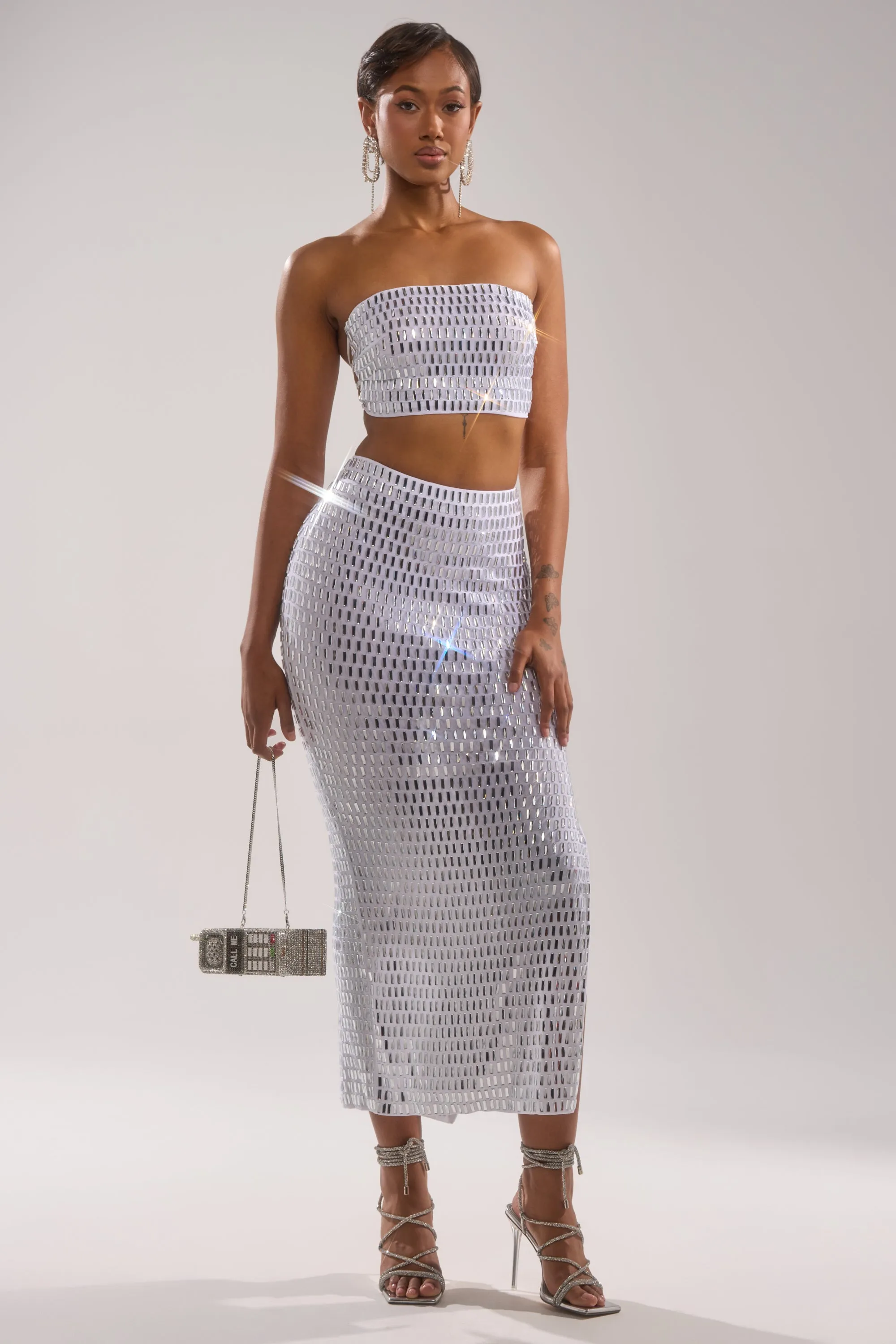 TALK ABOUT ME RHINESTONE MAXI SKIRT sold by AKIRA product image thumbnail 2