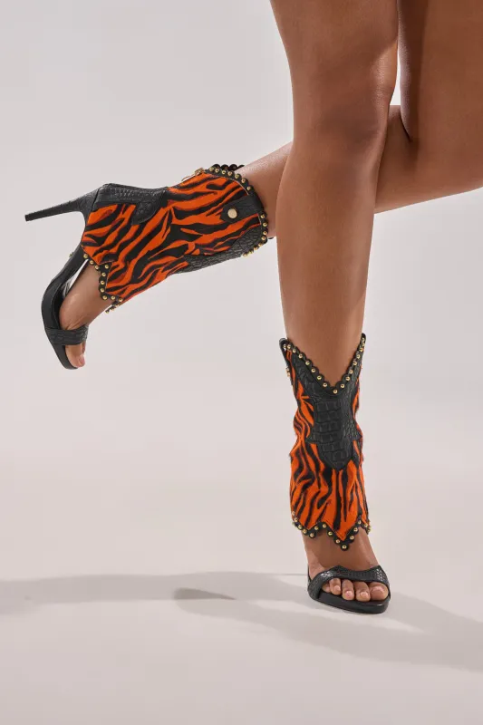 AZALEA WANG TAHLIE ORANGE MULTI WESTERN GLADIATOR SANDAL sold by AKIRA