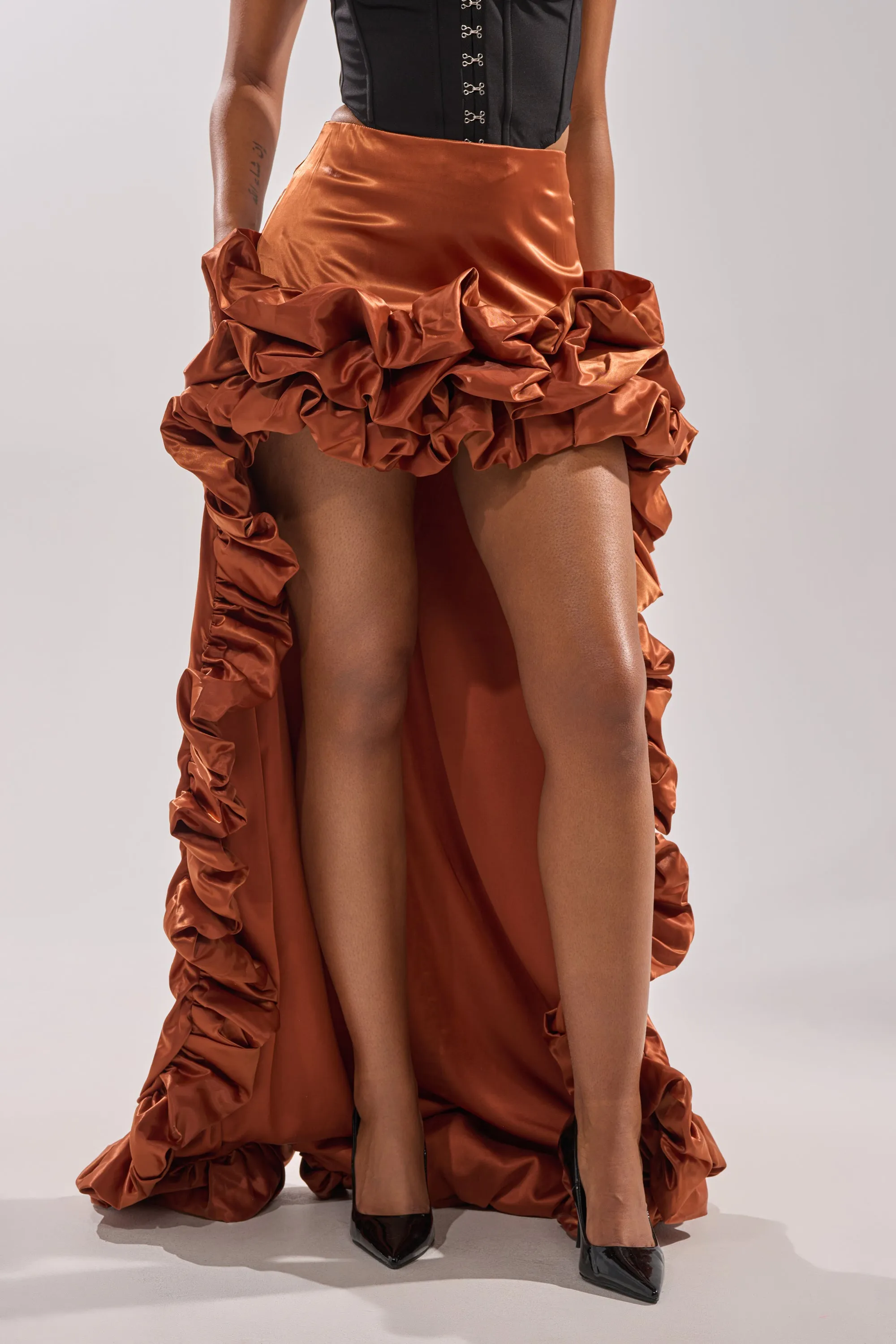 LOOK AT ME GO SATIN HIGH LOW SKIRT sold by AKIRA product image thumbnail 2