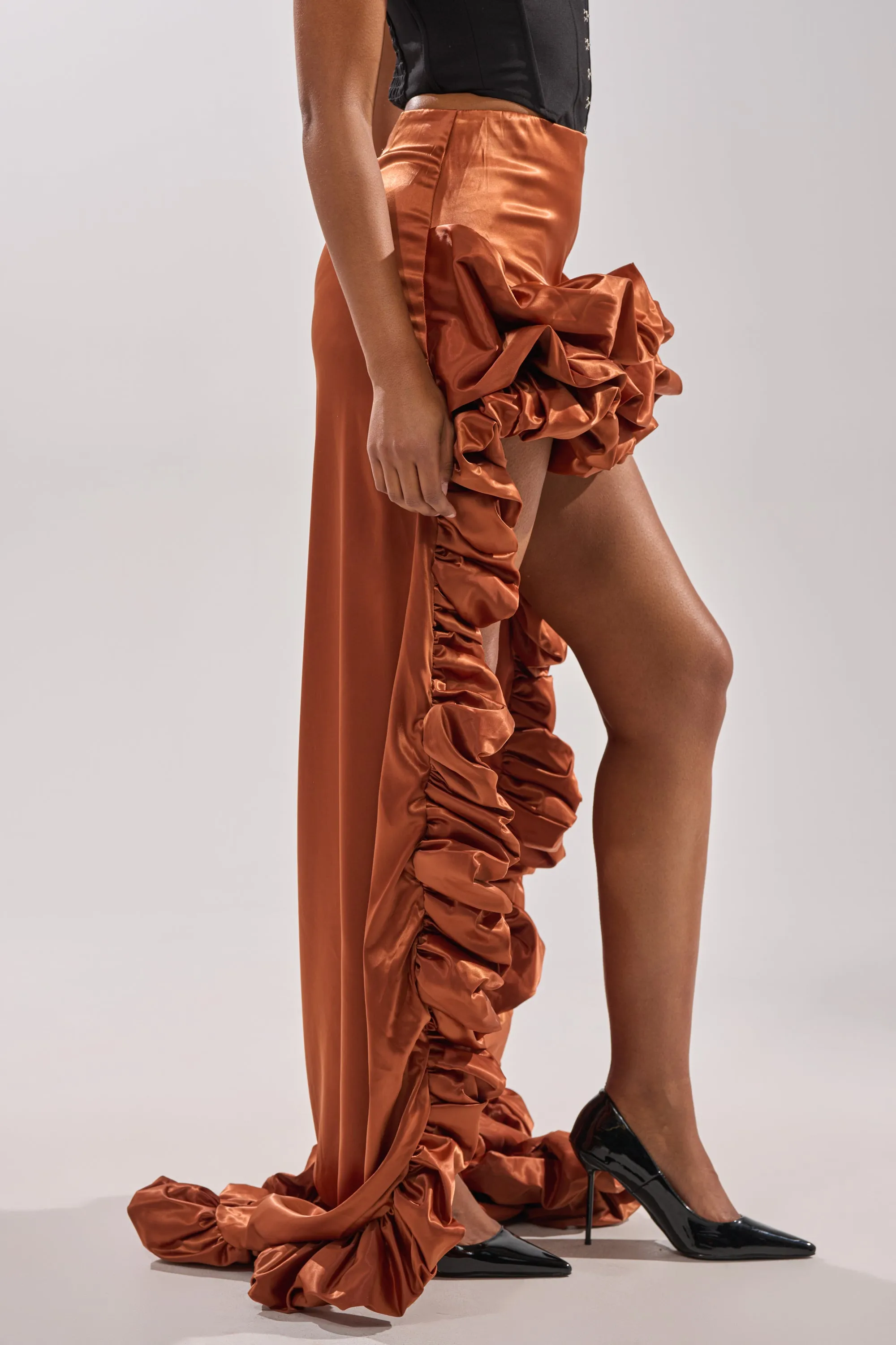 LOOK AT ME GO SATIN HIGH LOW SKIRT sold by AKIRA product image thumbnail 4