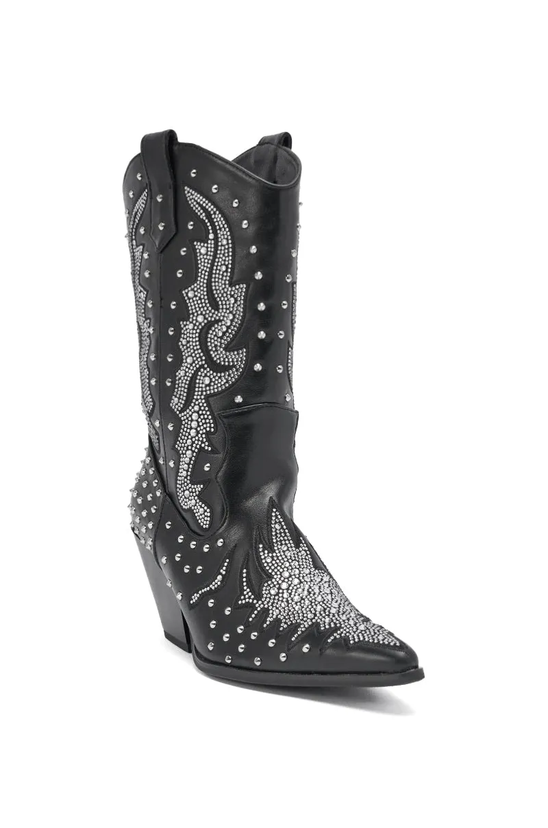 AZALEA WANG ANKUS BLACK WESTERN RHINESTONE BOOT sold by AKIRA product image thumbnail 5