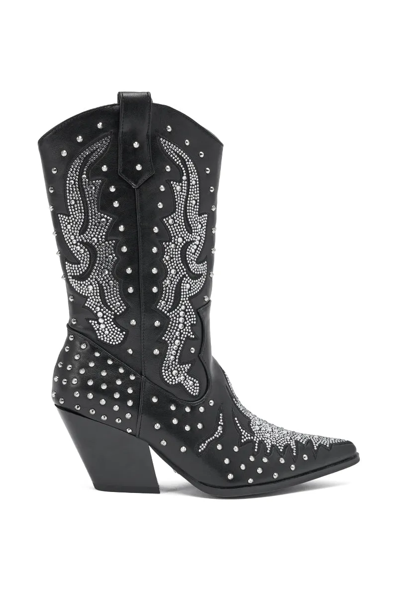 AZALEA WANG ANKUS BLACK WESTERN RHINESTONE BOOT sold by AKIRA product image thumbnail 4