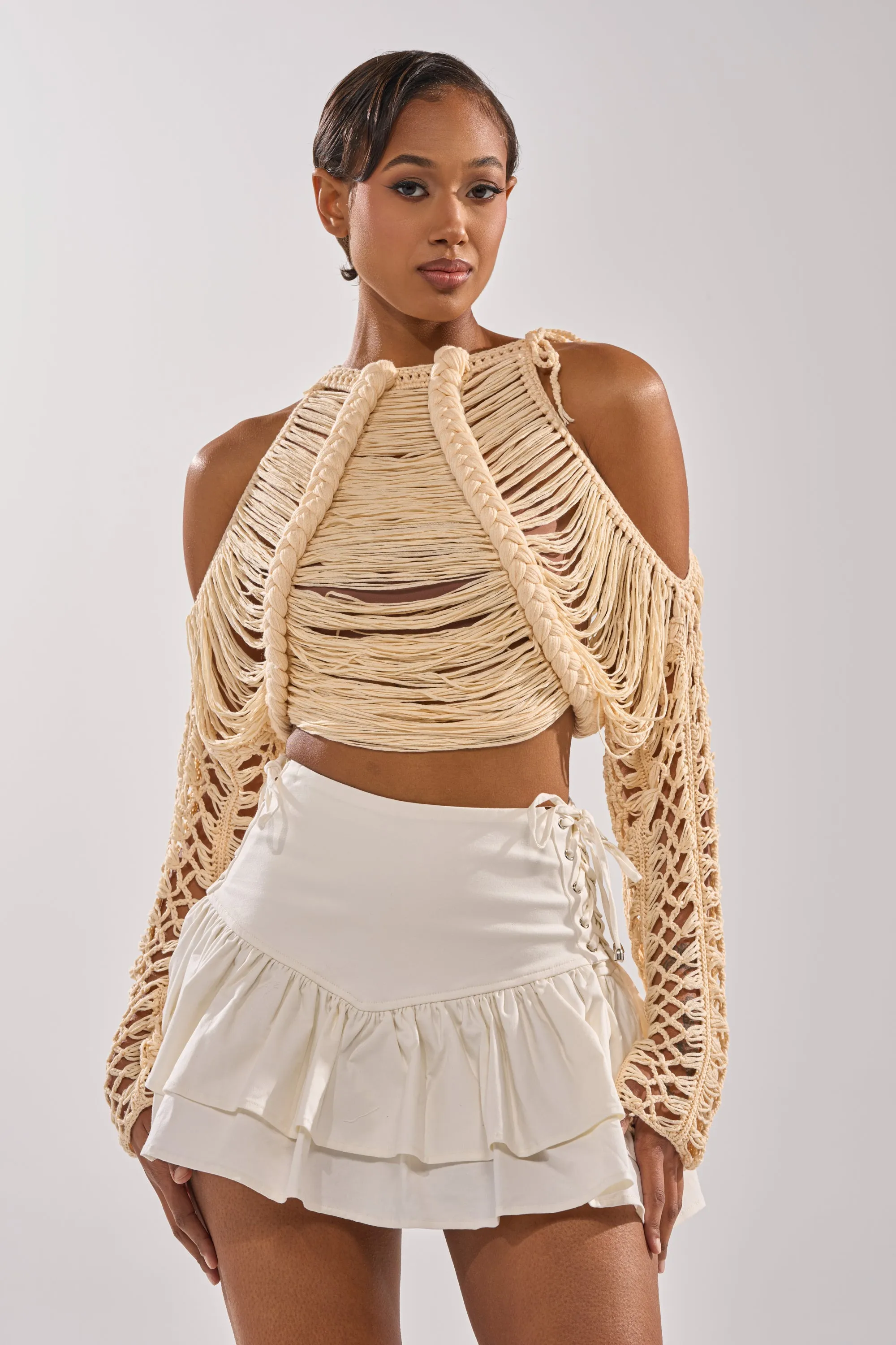 CATCHING FEELING FRINGE SWEATER sold by AKIRA product image thumbnail 2