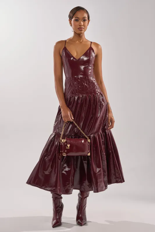 RACHEL PU MAXI DRESS sold by AKIRA