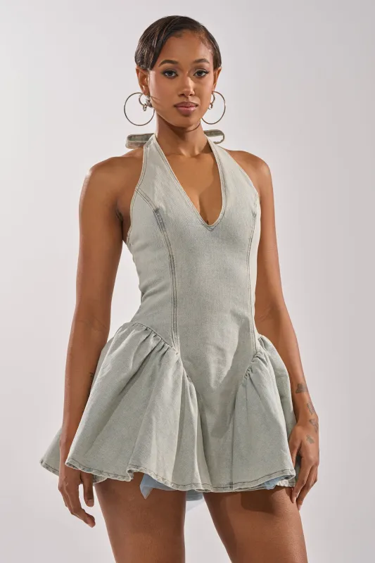 STYLE AND GRADE DENIM MINI DRESS sold by AKIRA