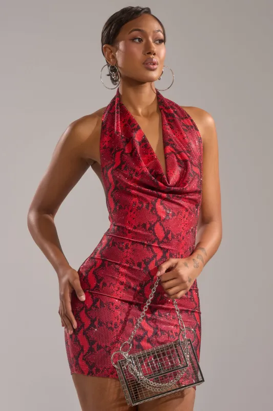 COCKY AF RHINESTONE SNAKE MINI DRESS sold by AKIRA