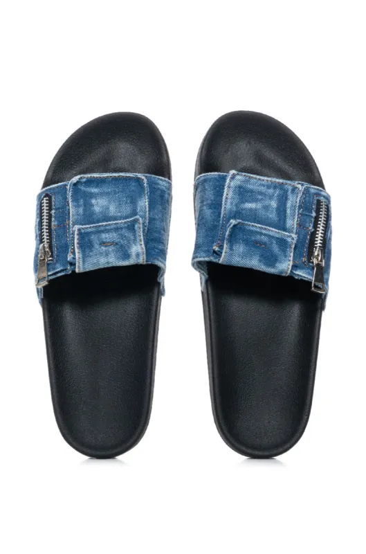 JOJO SQUAD BLUE FLAT SANDAL sold by AKIRA