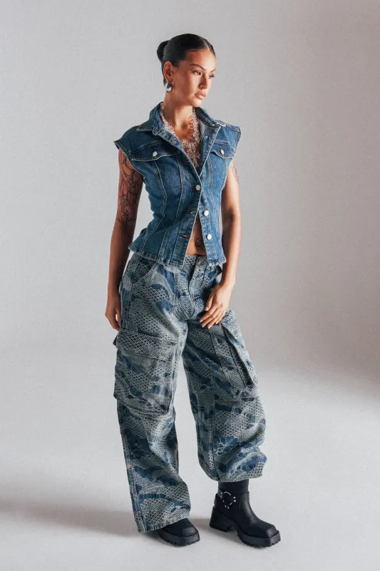 I THINK YOU WANNA KNOW DENIM CARGO PANT sold by AKIRA