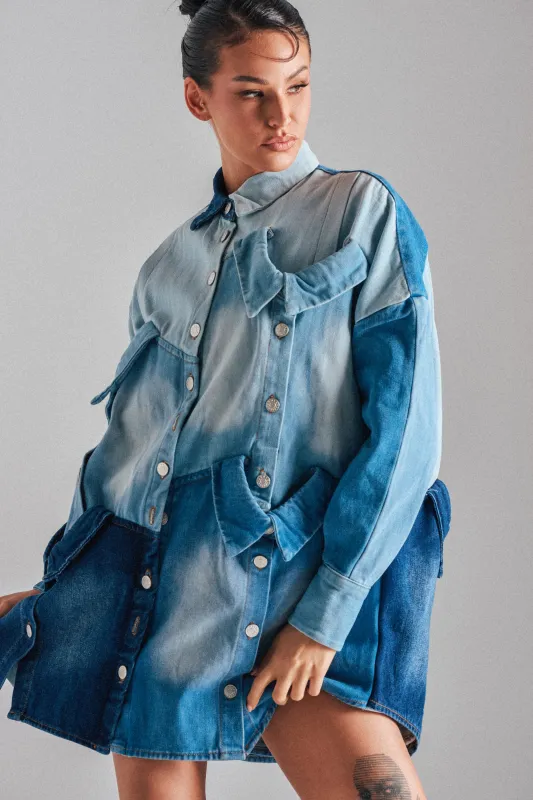 MONDAY BLUES DENIM MINI DRESS sold by AKIRA