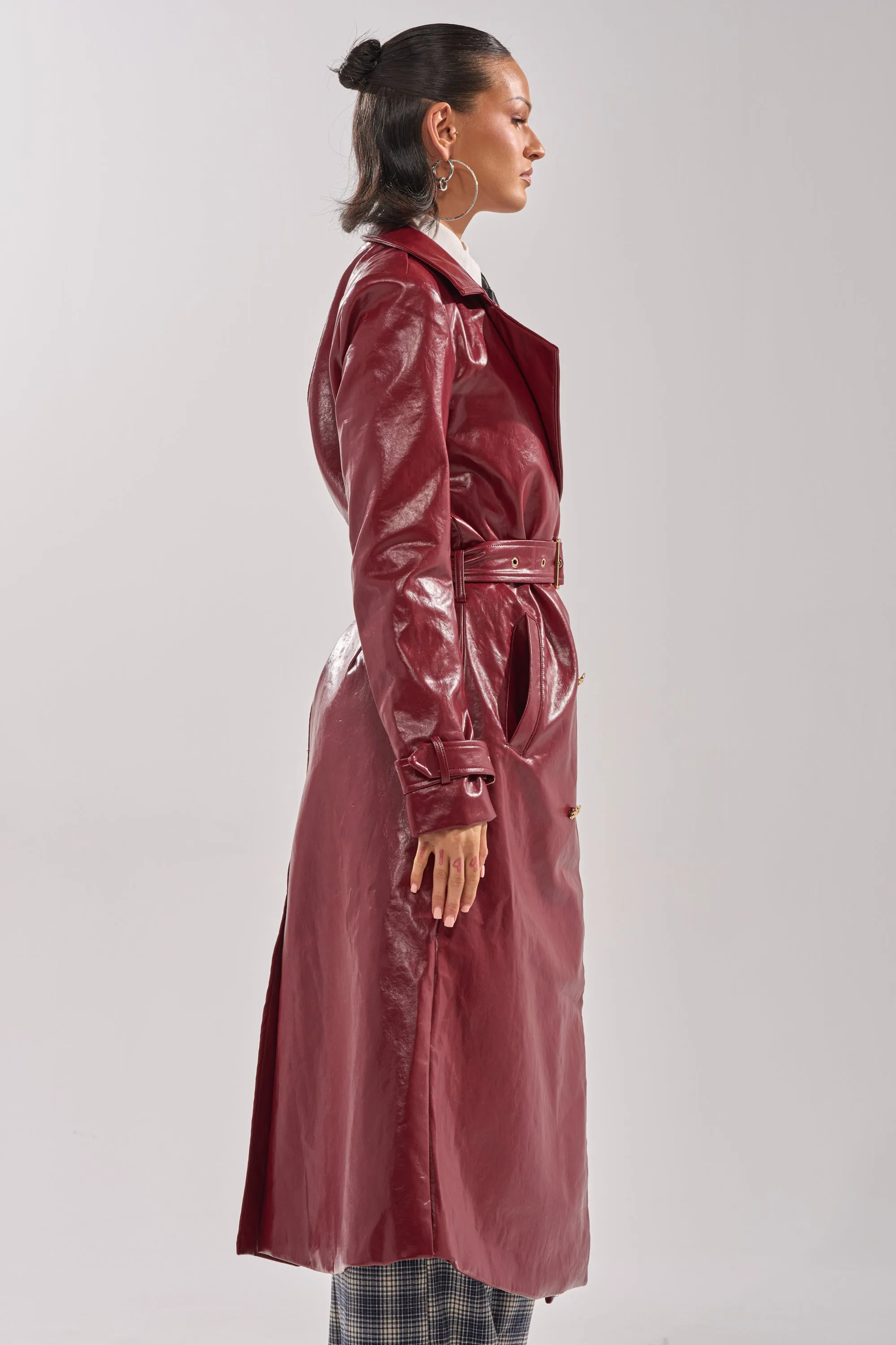 LADY DANGER FAUX LEATHER TRENCH sold by AKIRA product image thumbnail 4