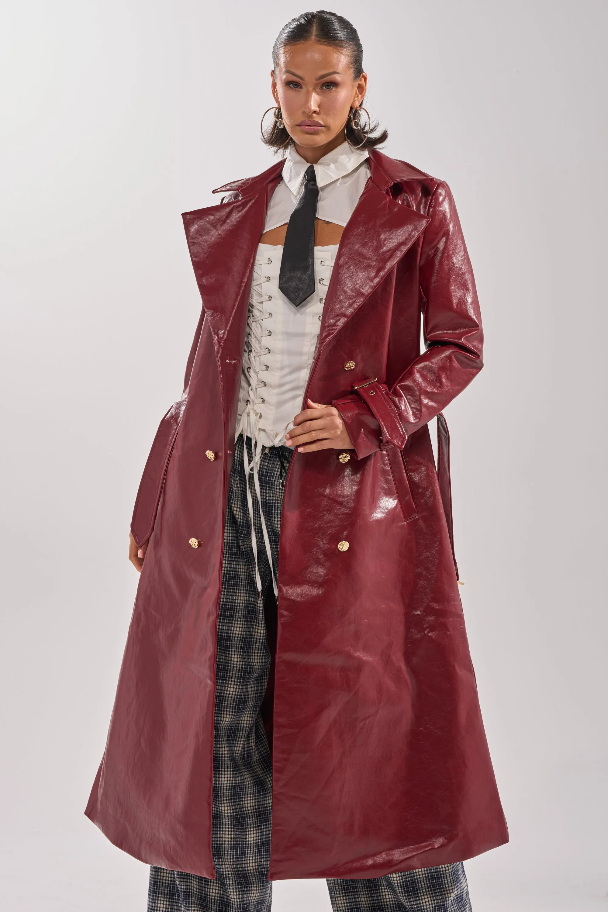 LADY DANGER FAUX LEATHER TRENCH sold by AKIRA product image thumbnail 2