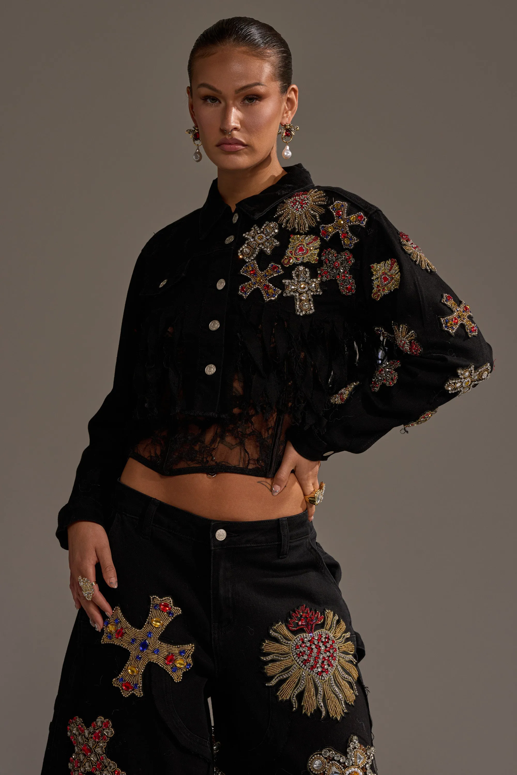 MAIN SQUEEZE CROPPED DENIM JACKET sold by AKIRA