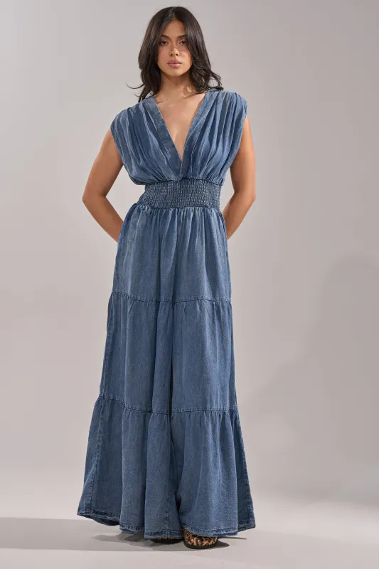 KELLY DENIM JUMPSUIT sold by AKIRA