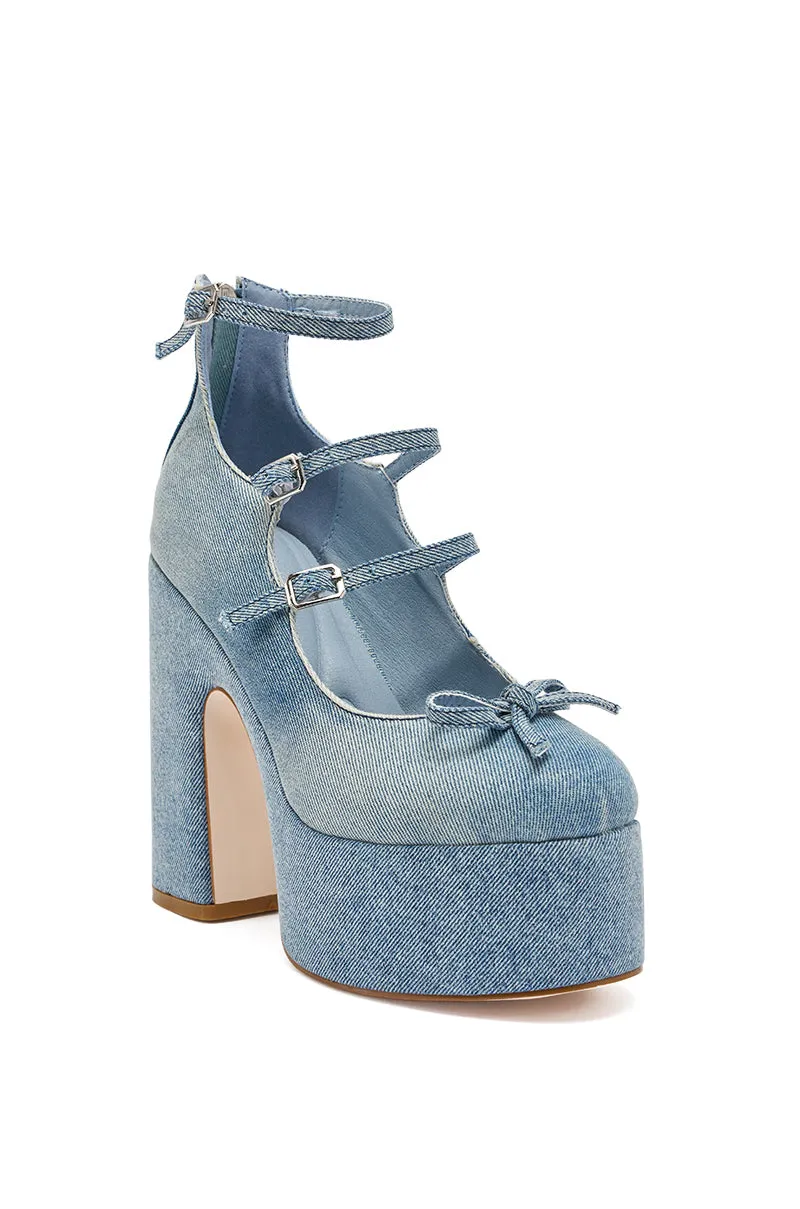 AZALEA WANG SPROUT DENIM CHUNKY PUMP sold by AKIRA product image thumbnail 5