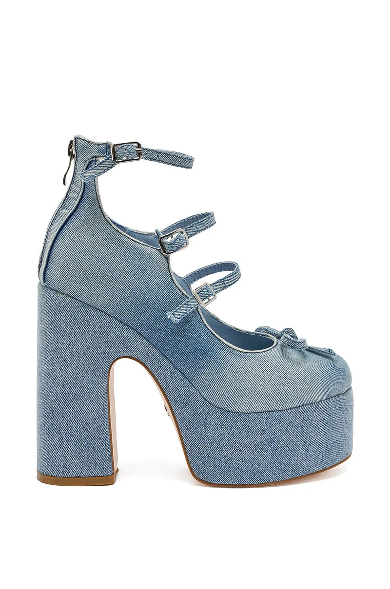 AZALEA WANG SPROUT DENIM CHUNKY PUMP sold by AKIRA product image thumbnail 4