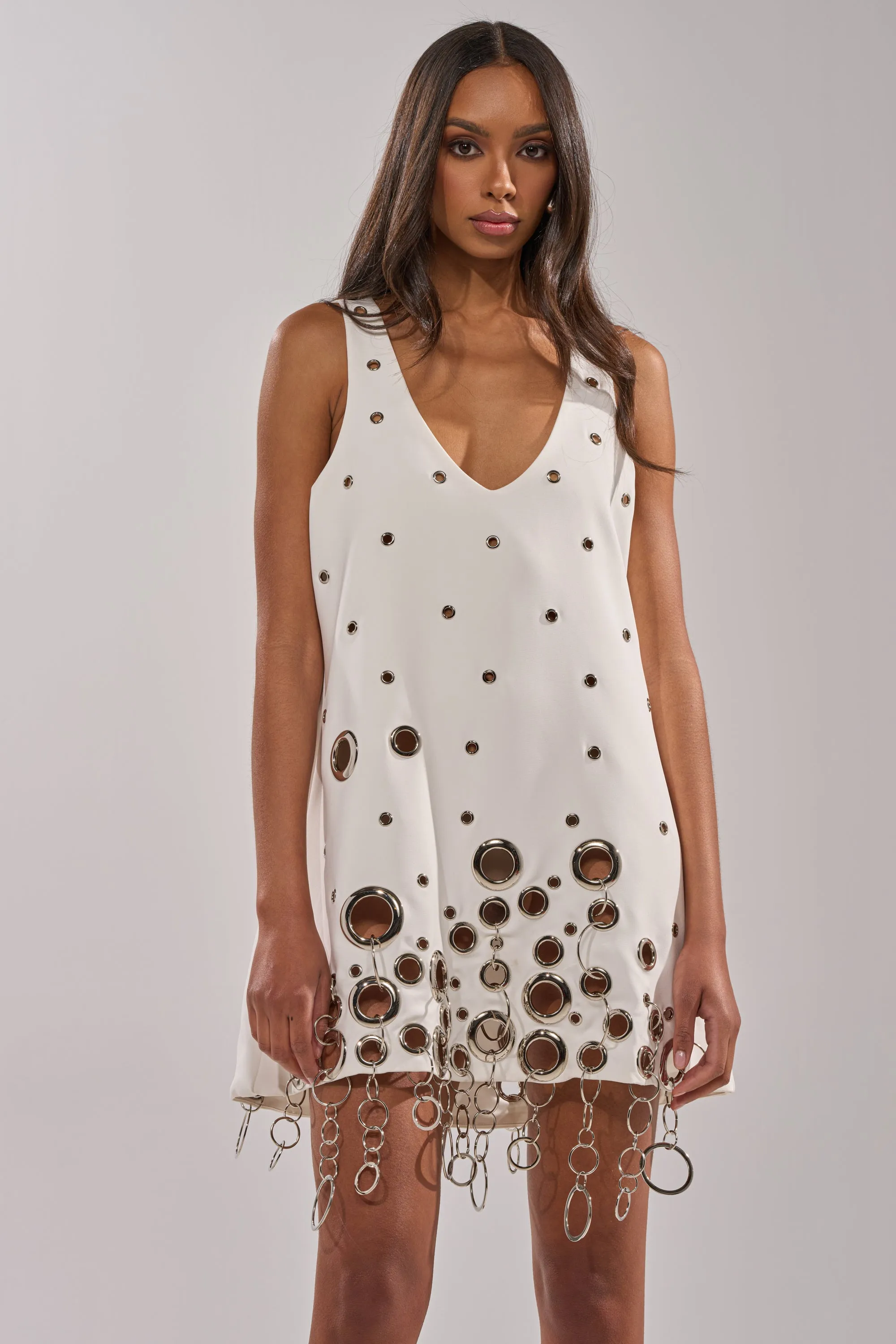 ONE OF A KIND MINI DRESS WITH METAL HARDWARE IN WHITE sold by AKIRA product image thumbnail 3
