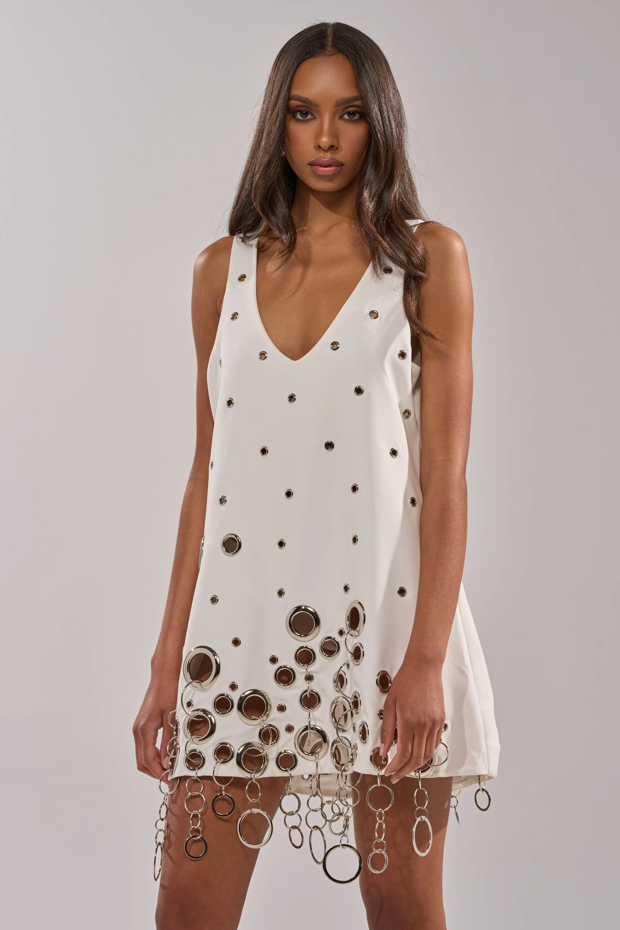 ONE OF A KIND MINI DRESS WITH METAL HARDWARE IN WHITE sold by AKIRA product image thumbnail 2