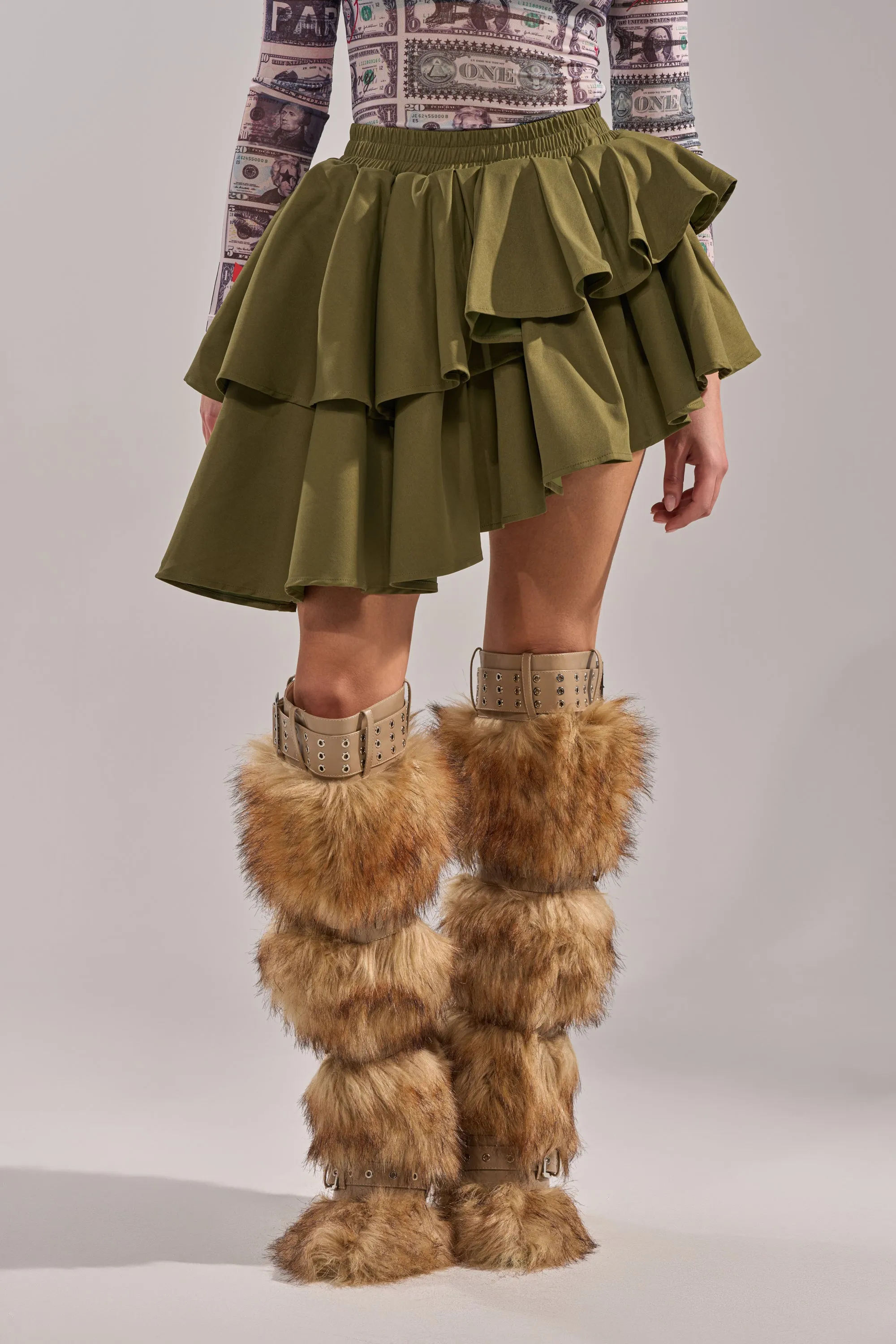 OLIVIA OLIVE MINI PLEATED SKIRT sold by AKIRA product image thumbnail 3