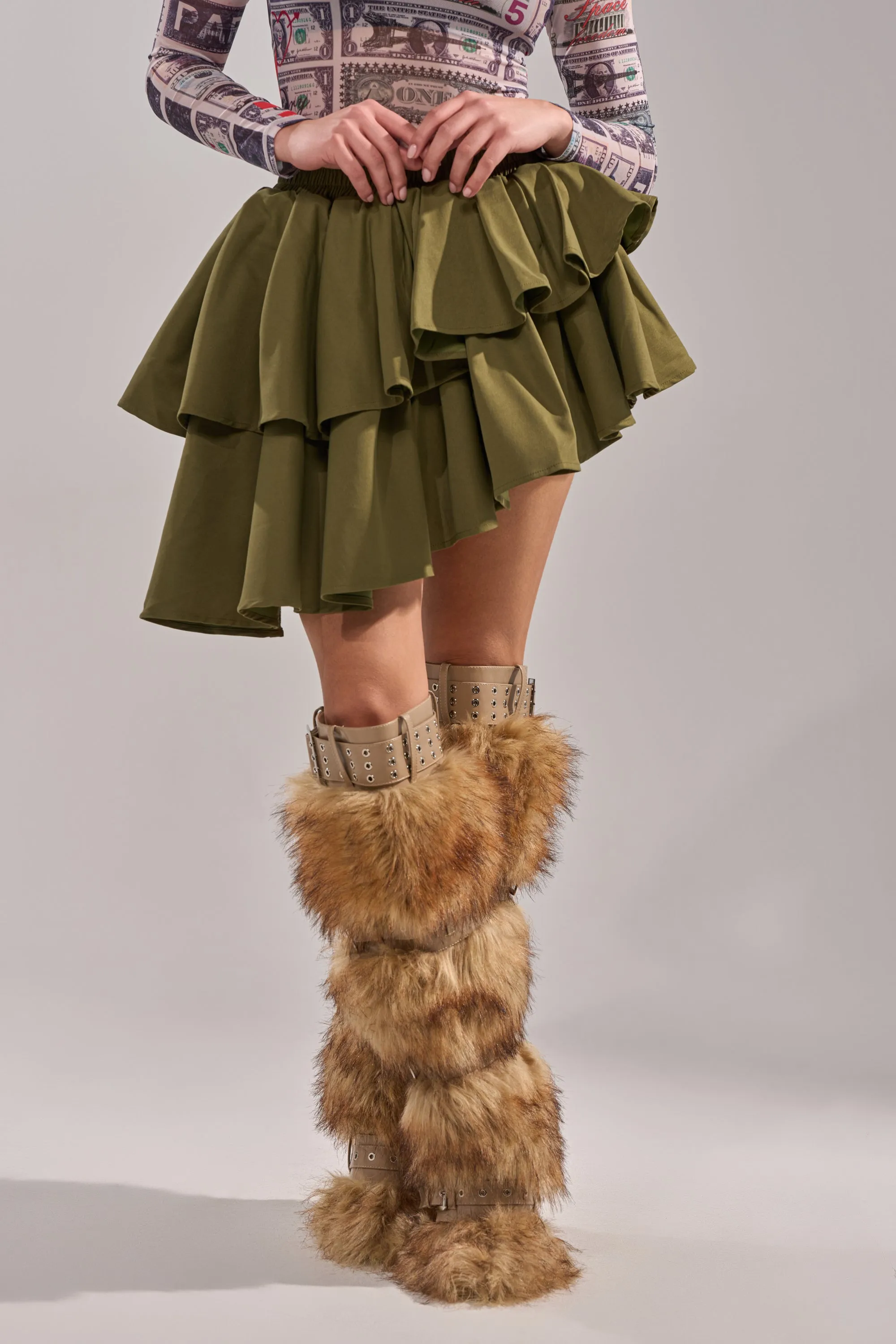 OLIVIA OLIVE MINI PLEATED SKIRT sold by AKIRA product image thumbnail 2