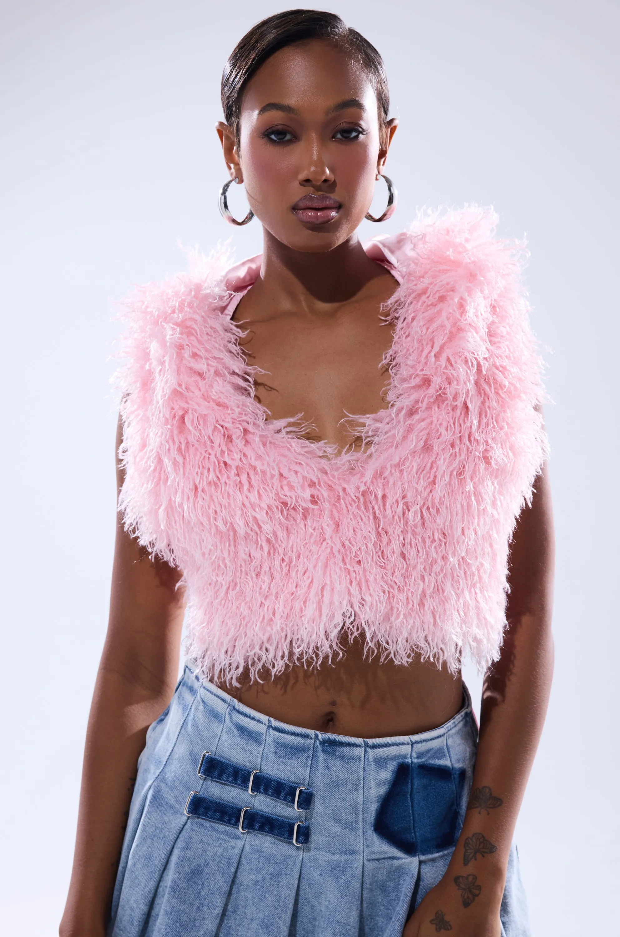 THINK ABOUT YOU ALL THE TIME FUR BLOUSE IN PINK sold by AKIRA product image thumbnail 4