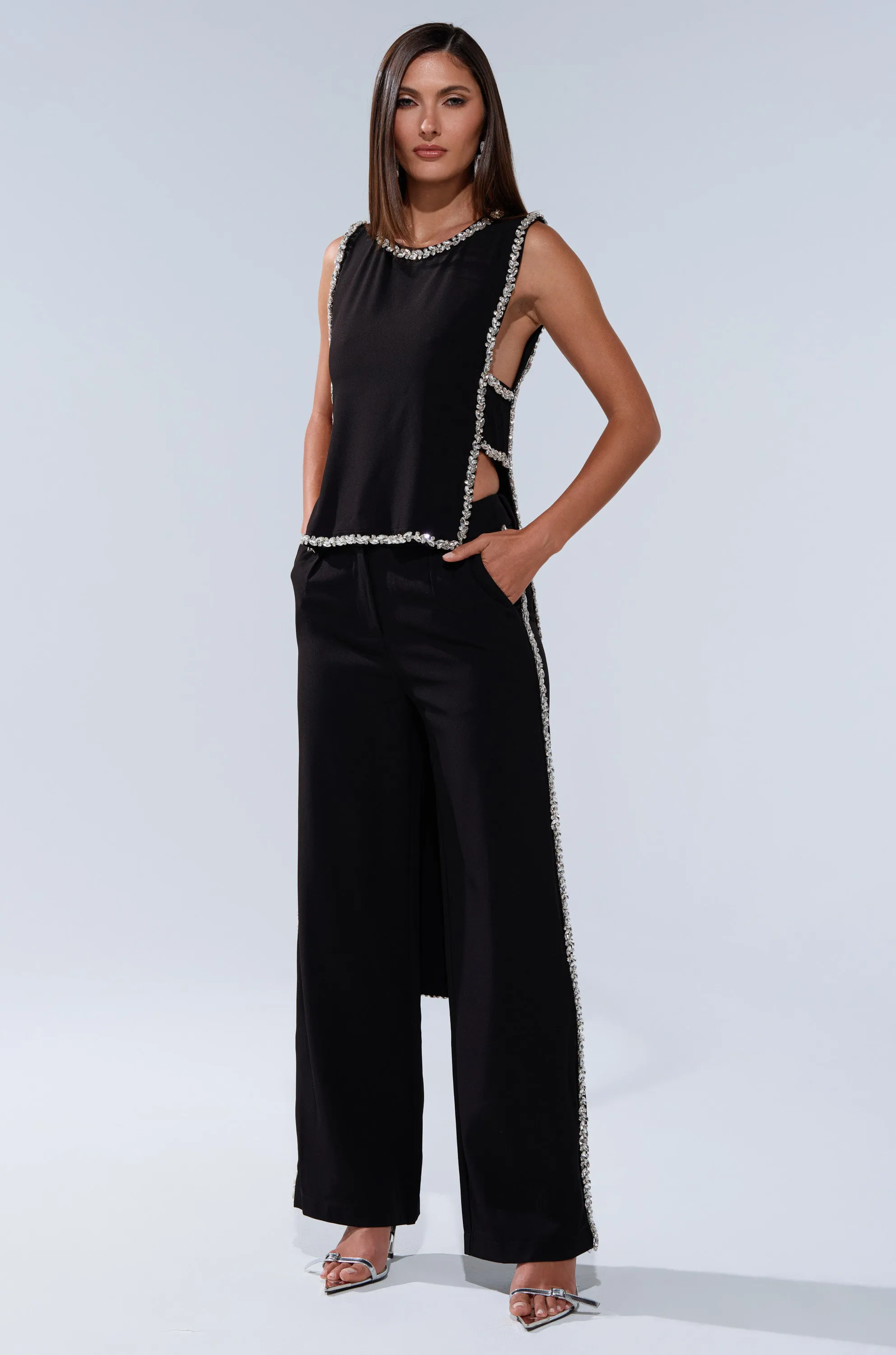 TALK TO ME TROUSER WITH RHINESTONE sold by AKIRA product image thumbnail 5