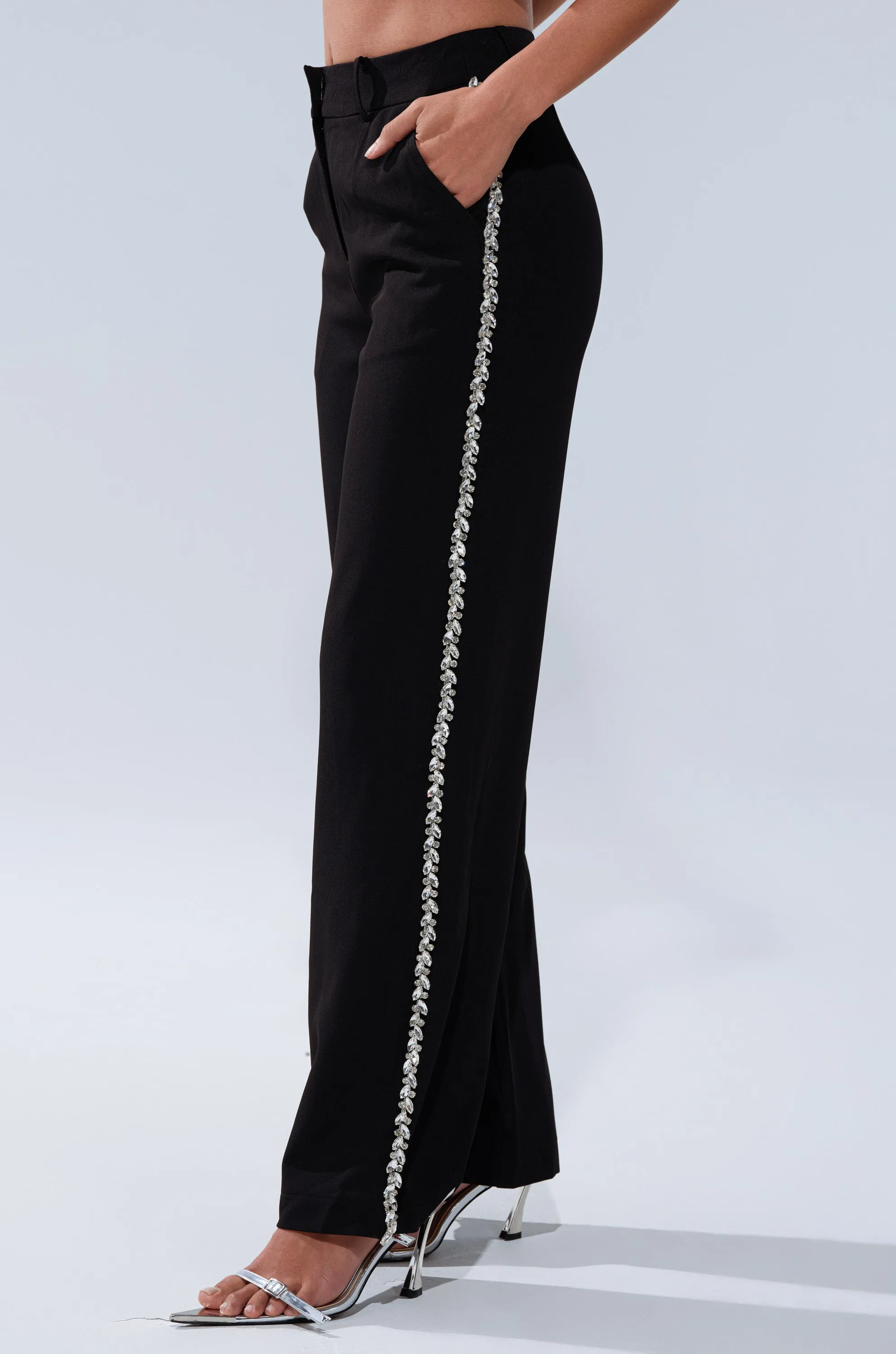 TALK TO ME TROUSER WITH RHINESTONE sold by AKIRA product image thumbnail 3