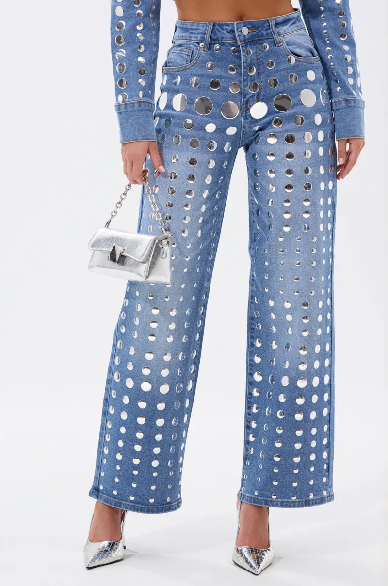 STUDS EVERYWHERE RELAXED DENIM PANT sold by AKIRA product image thumbnail 2