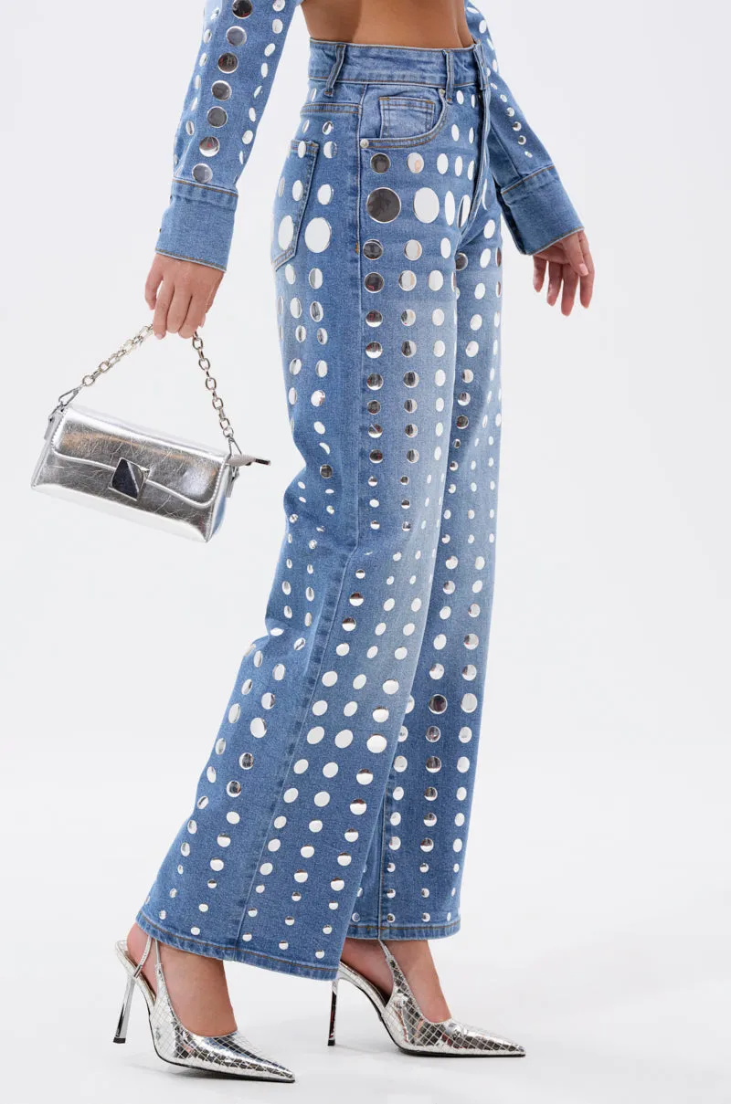 STUDS EVERYWHERE RELAXED DENIM PANT sold by AKIRA product image thumbnail 3