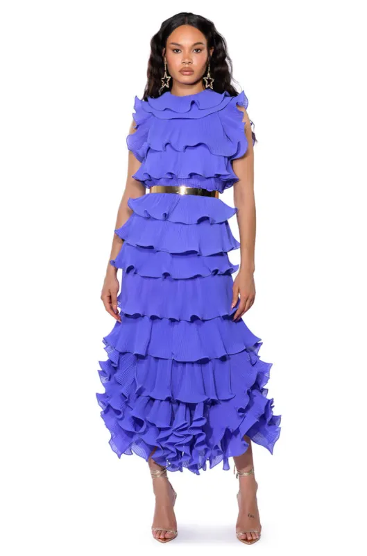 IT'S GIVING FLUTED MAXI DRESS sold by AKIRA