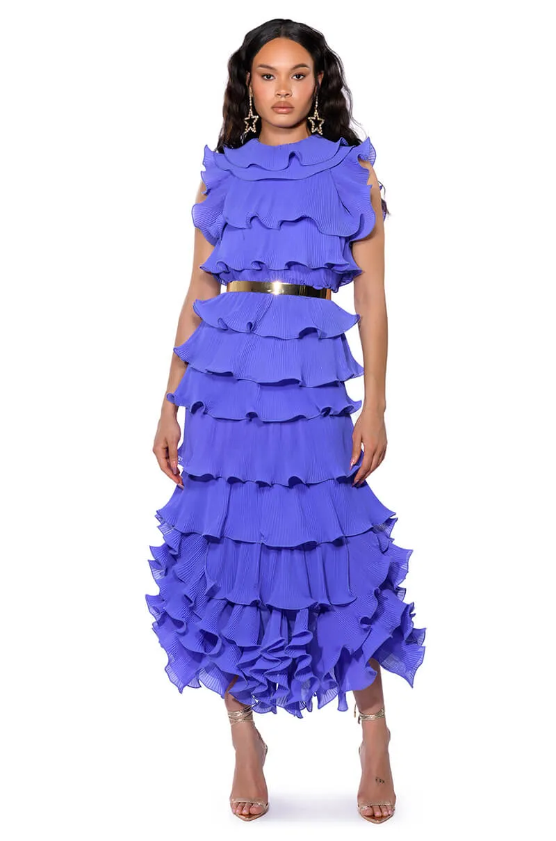 IT'S GIVING FLUTED MAXI DRESS sold by AKIRA