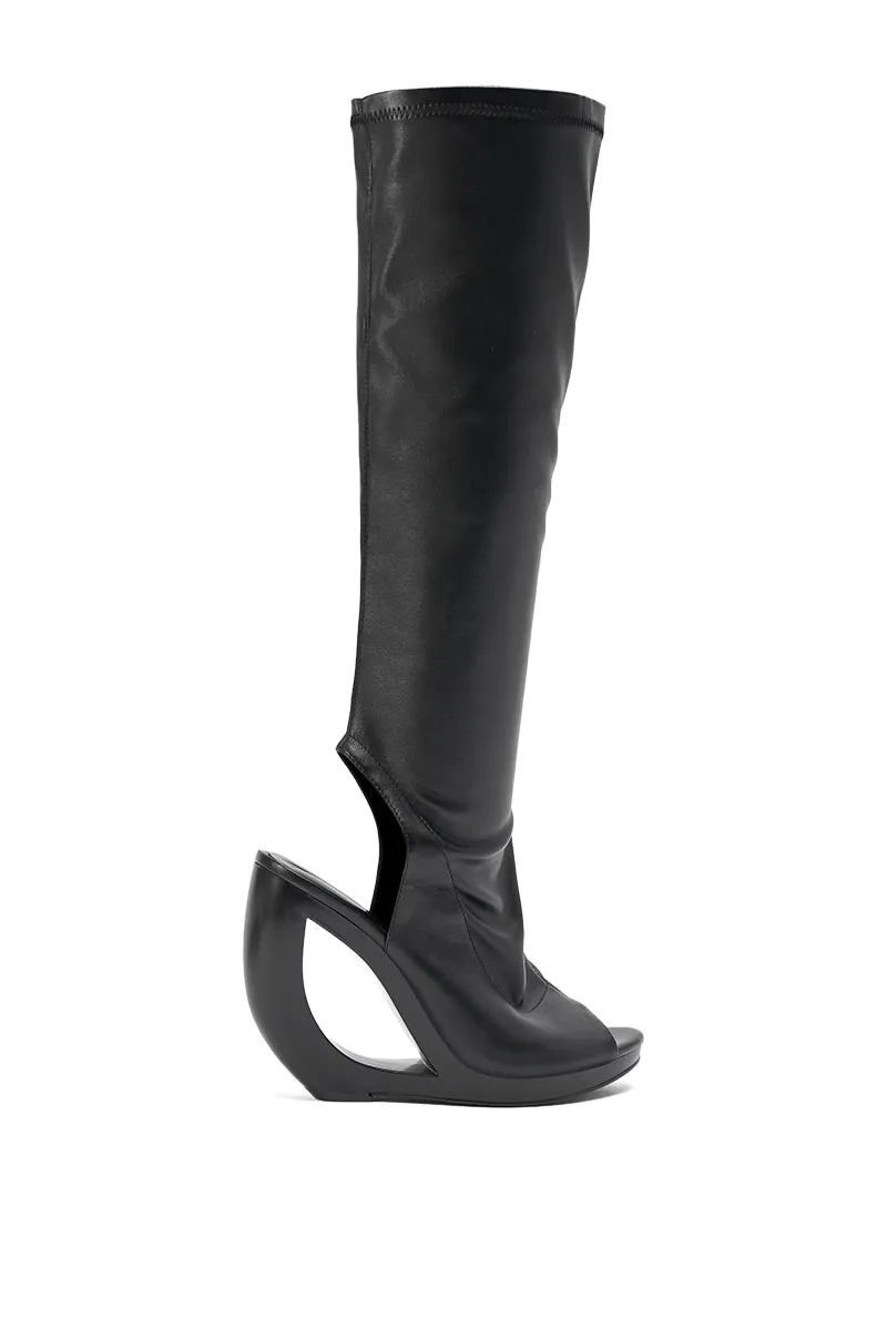AZEALA WANG ILYSSA BLACK NOVELTY WEDGE KNEE HIGH BOOTIE sold by AKIRA product image thumbnail 5