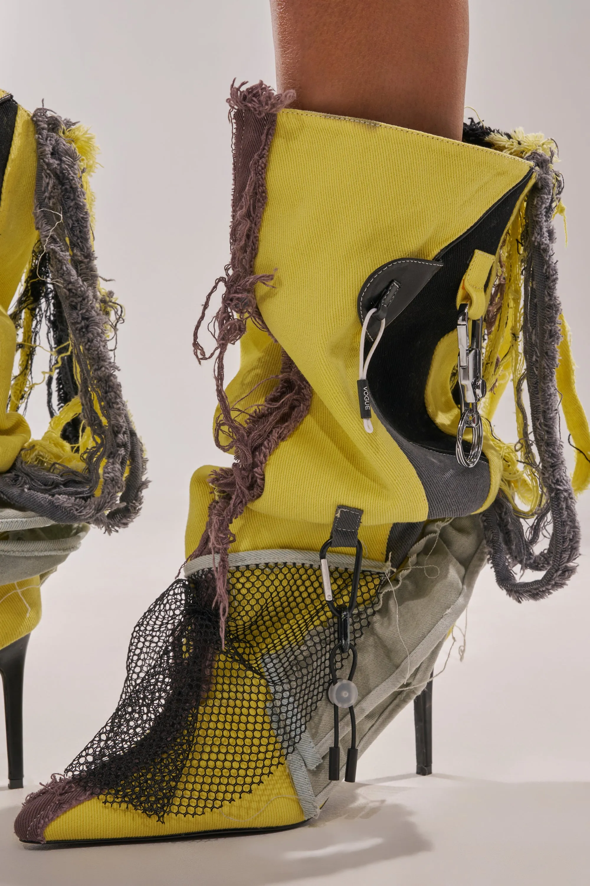 AKIRA GOLD COALESCE SPORTY MIXED MATERIAL STILETTO BOOT sold by AKIRA product image thumbnail 4