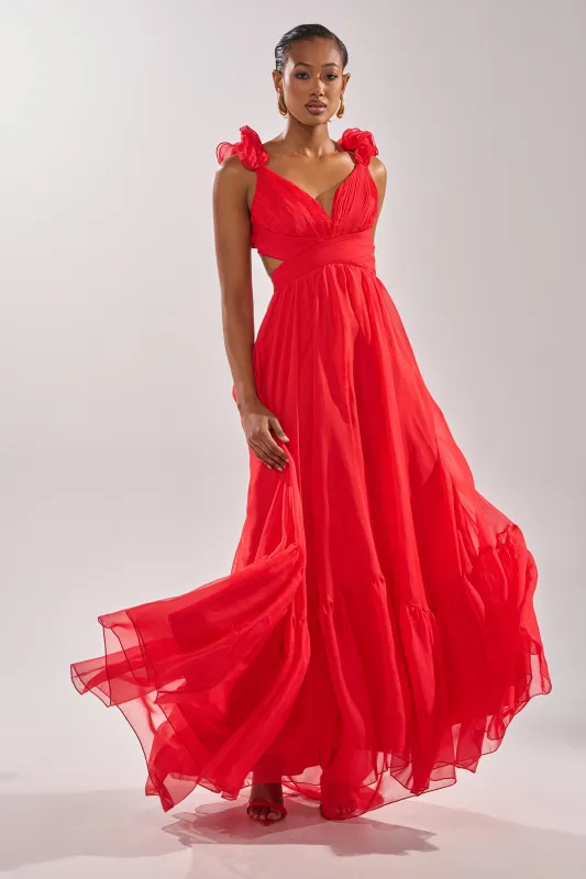 DREAM GIRL MAXI DRESS IN RED made by AKIRA