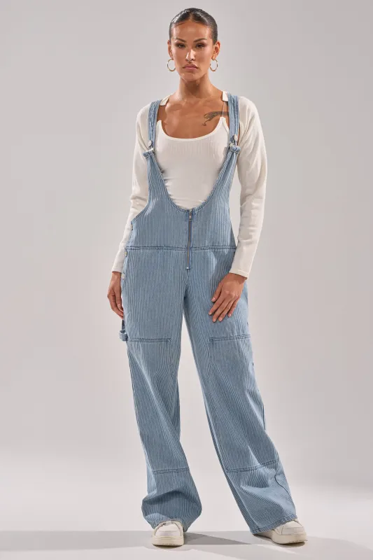 HAMPTONS STRIPED CARPENTER OVERALLS made by AKIRA