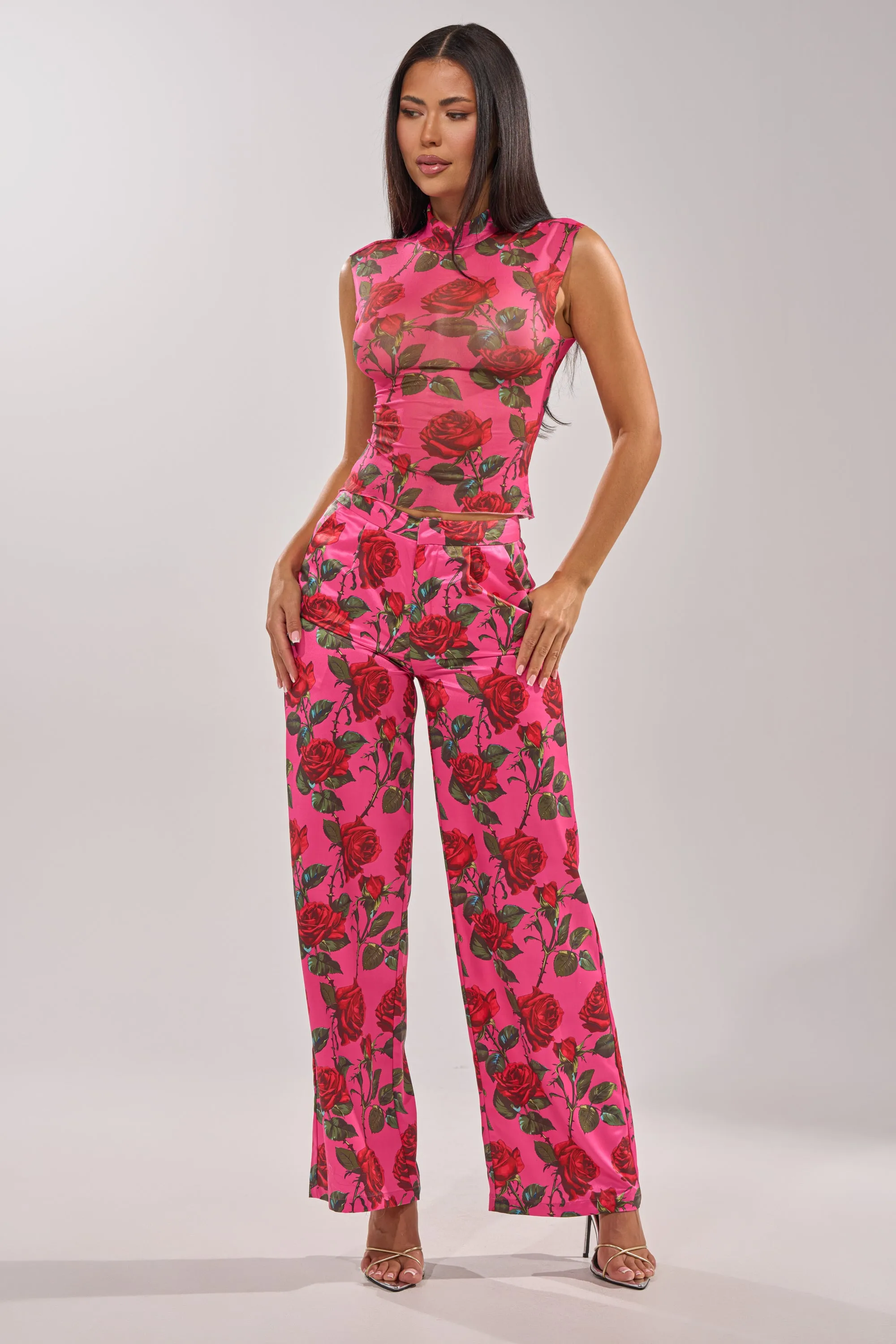 DOZEN ROSES SATIN PANT IN FUCHSIA sold by AKIRA product image thumbnail 4