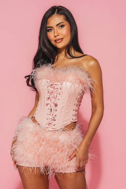 STAR OF THE NIGHT CORSET WITH FUR sold by AKIRA