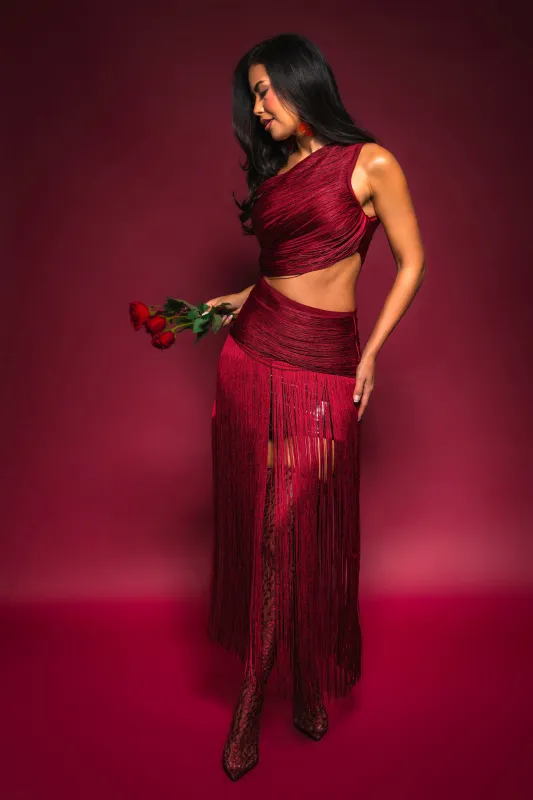 LOVE STRUCK FRINGE TOP sold by AKIRA